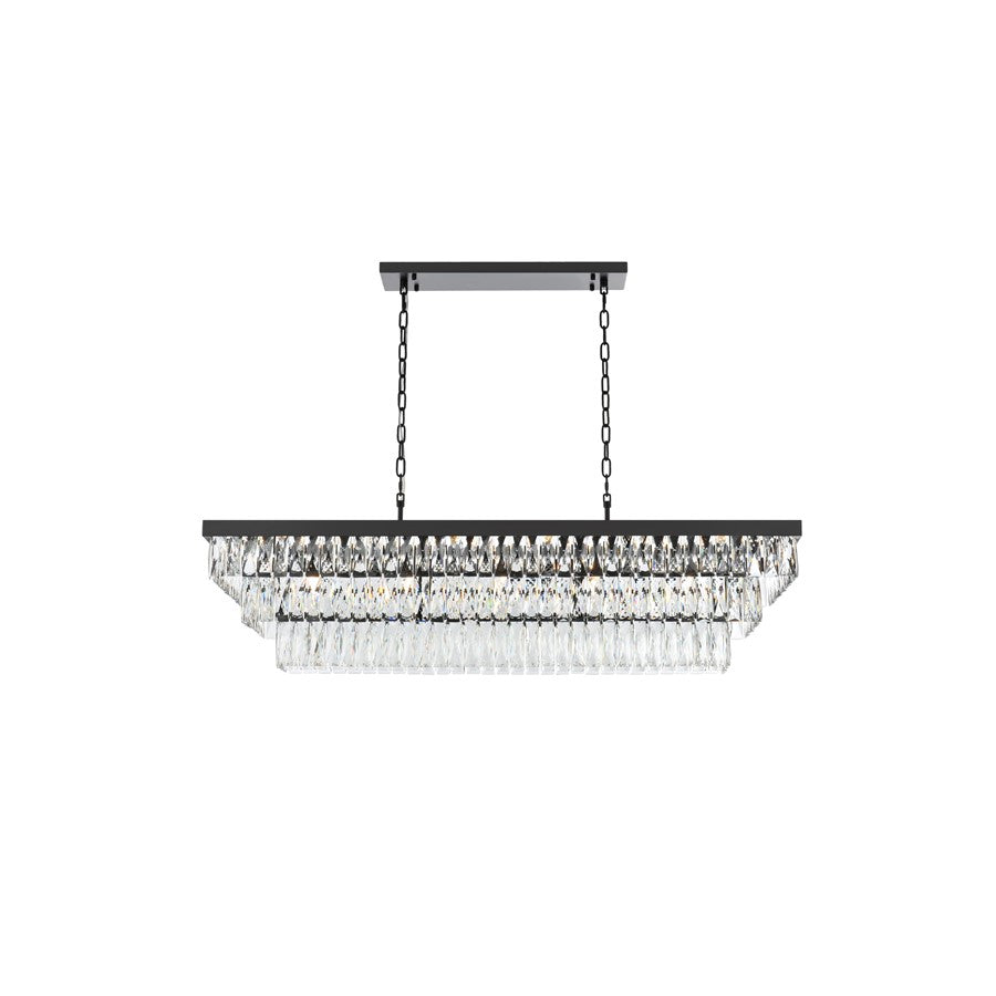 Elegant Lighting Josephine 17 Light 48" Chandelier, Black/Clear - 1060G48BK