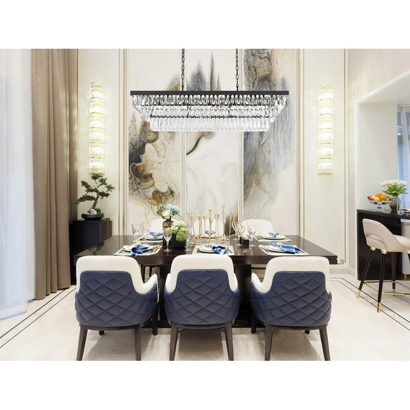 Elegant Lighting Josephine 17 Light 48" Chandelier, Black/Clear