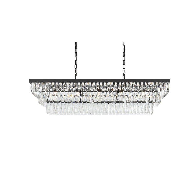 Elegant Lighting Josephine 17 Light 48" Chandelier, Black/Clear