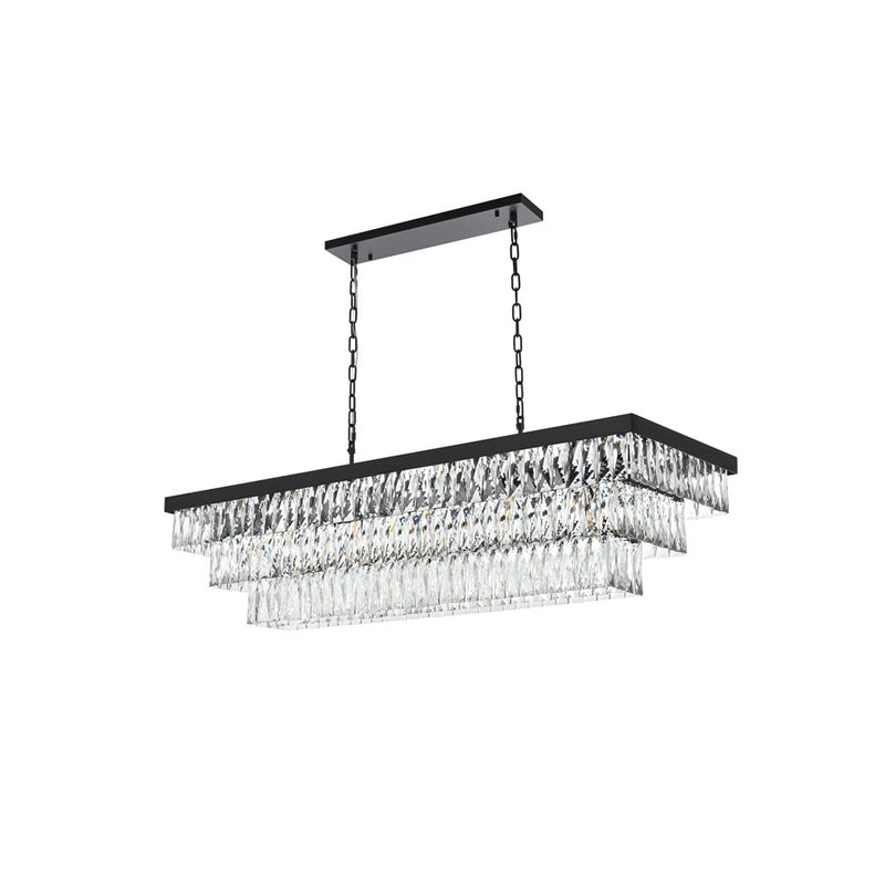 Elegant Lighting Josephine 17 Light 48" Chandelier, Black/Clear