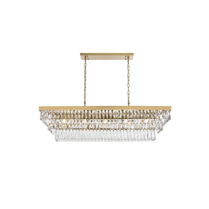 Elegant Lighting Josephine 17 Light 48" Chandelier, Satin Gold/Clear