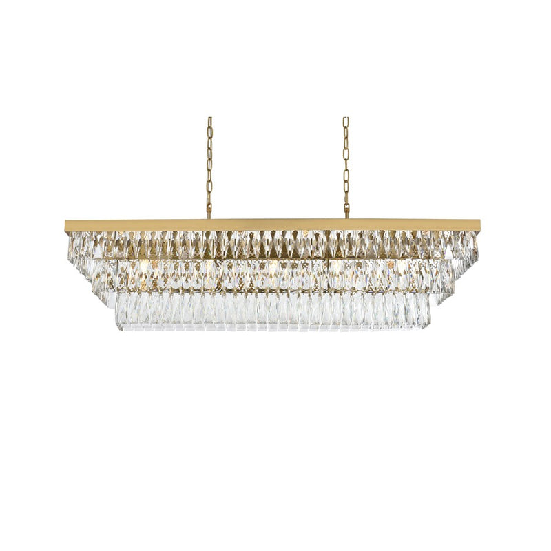 Elegant Lighting Josephine 17 Light 48" Chandelier, Satin Gold/Clear