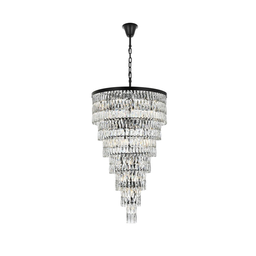 Elegant Lighting Josephine 41 Light 32" Chandelier, Black/Clear
