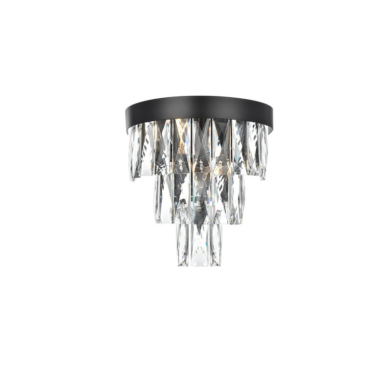 Elegant Lighting Josephine 2 Light 10" Wall Sconce, Black/Clear