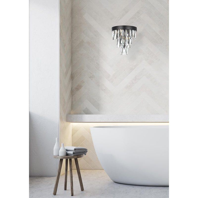 Elegant Lighting Josephine 2 Light 10" Wall Sconce, Black/Clear