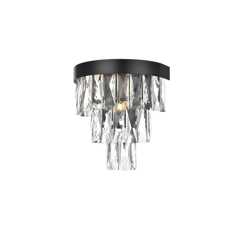 Elegant Lighting Josephine 2 Light 10" Wall Sconce, Black/Clear