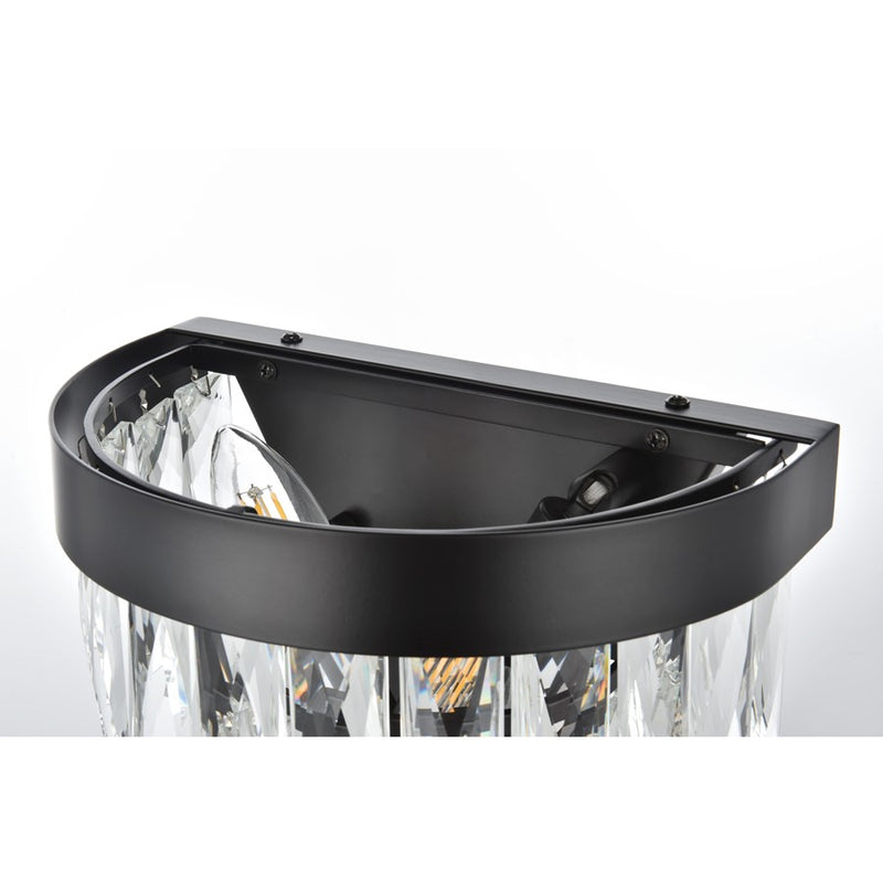 Elegant Lighting Josephine 2 Light 10" Wall Sconce, Black/Clear