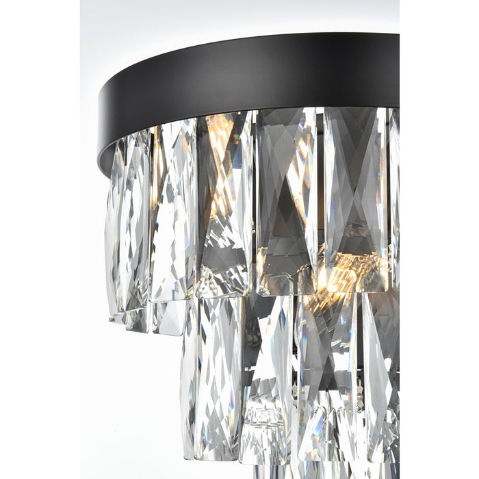 Elegant Lighting Josephine 2 Light 10" Wall Sconce, Black/Clear