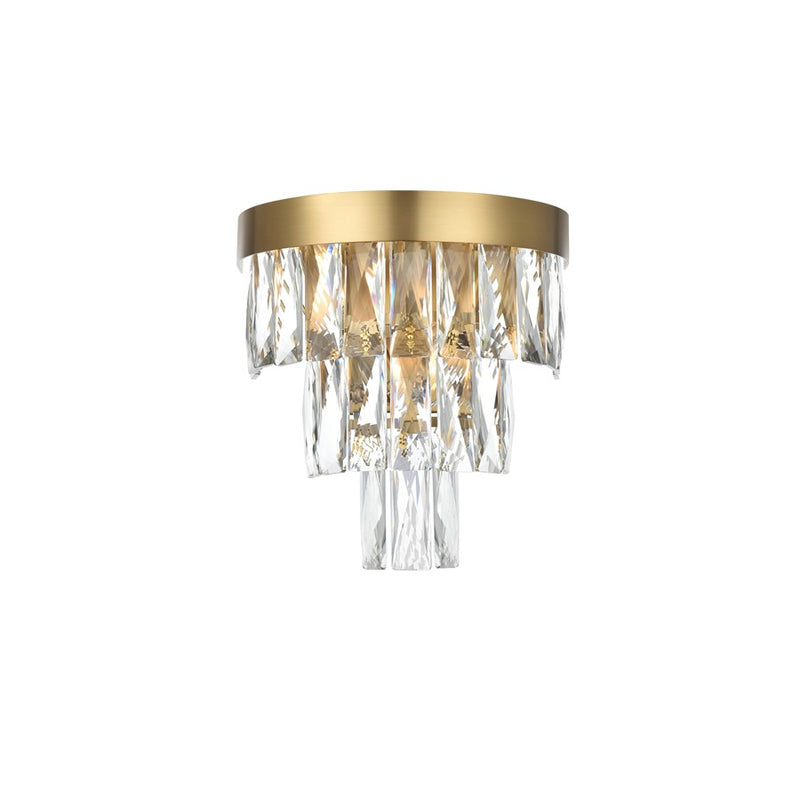 Elegant Lighting Josephine 2 Light 10" Wall Sconce, Satin Gold/Clear