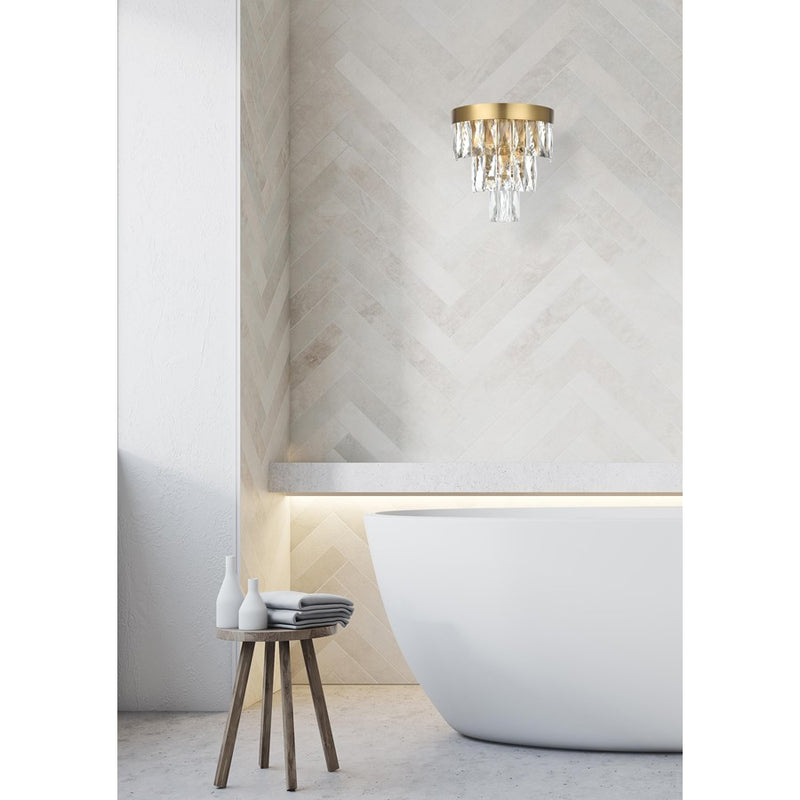 Elegant Lighting Josephine 2 Light 10" Wall Sconce, Satin Gold/Clear