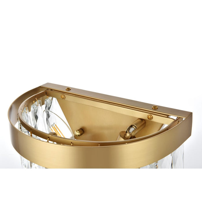 Elegant Lighting Josephine 2 Light 10" Wall Sconce, Satin Gold/Clear