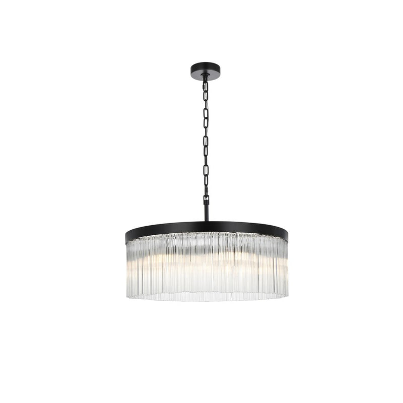 Elegant Lighting Harlow 6 Light 24" Chandelier, Black/Clear