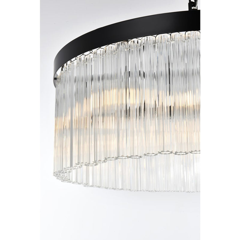 Elegant Lighting Harlow 6 Light 24" Chandelier, Black/Clear