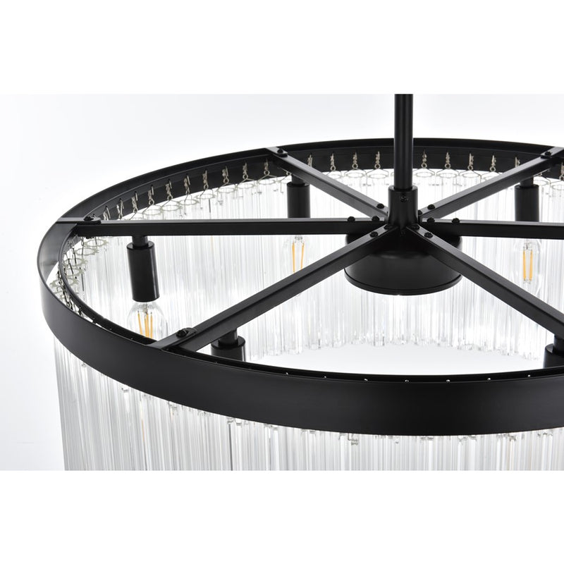 Elegant Lighting Harlow 6 Light 24" Chandelier, Black/Clear