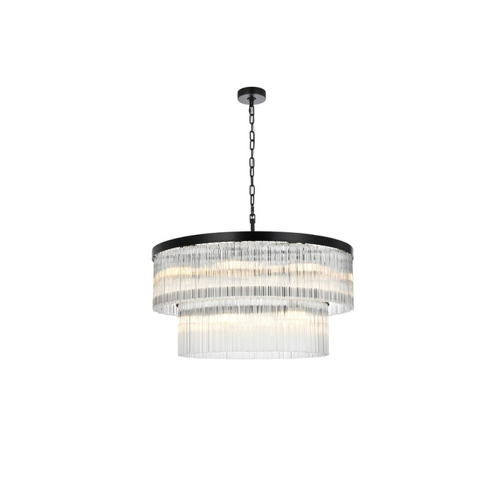 Elegant Lighting Harlow 14 Light 32" Chandelier, Black/Clear - 1070D32BK