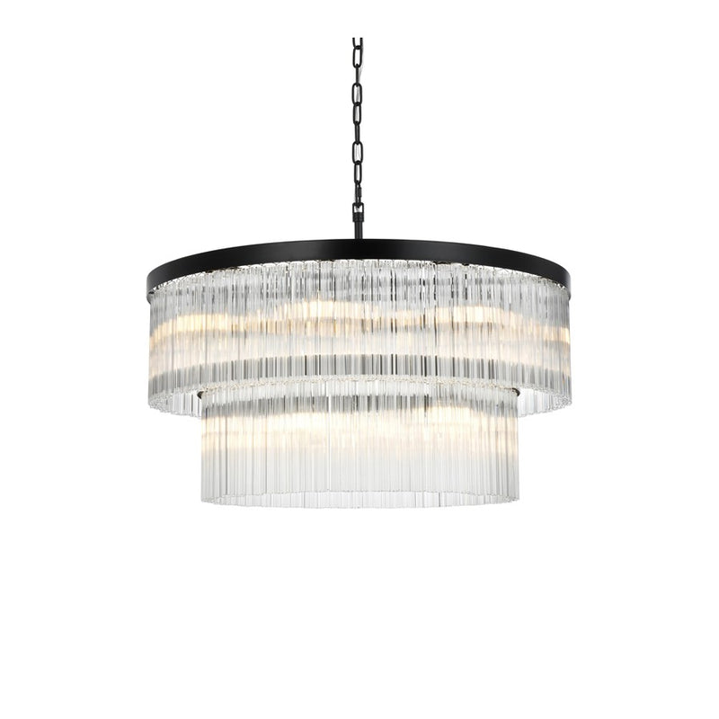 Elegant Lighting Harlow 14 Light 32" Chandelier, Black/Clear