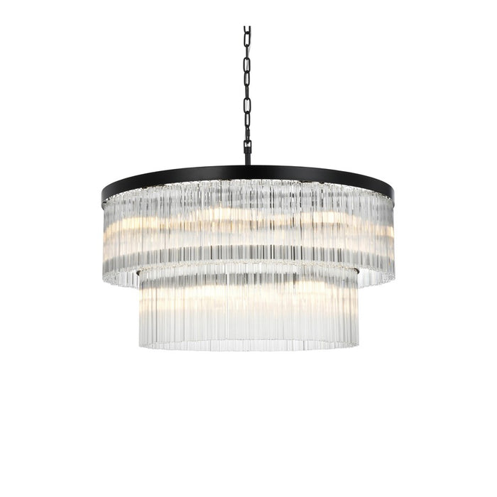 Elegant Lighting Harlow 14 Light 32" Chandelier, Black/Clear