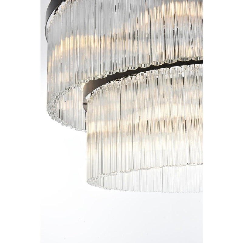 Elegant Lighting Harlow 14 Light 32" Chandelier, Black/Clear