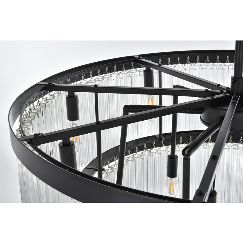 Elegant Lighting Harlow 14 Light 32" Chandelier, Black/Clear
