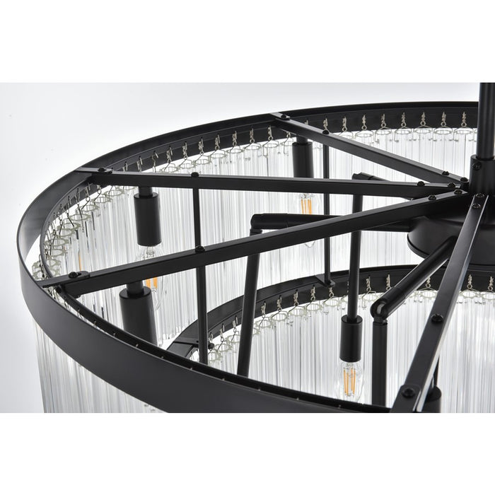 Elegant Lighting Harlow 14 Light 32" Chandelier, Black/Clear