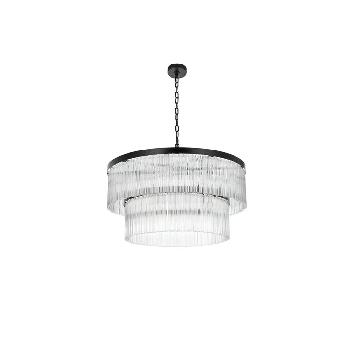 Elegant Lighting Harlow 14 Light 32" Chandelier, Black/Clear