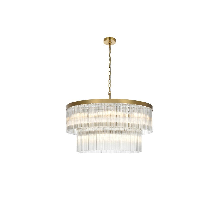 Elegant Lighting Harlow 14 Light 32" Chandelier, Satin Gold/Clear - 1070D32SG