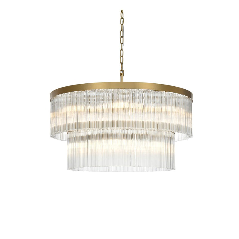 Elegant Lighting Harlow 14 Light 32" Chandelier, Satin Gold/Clear