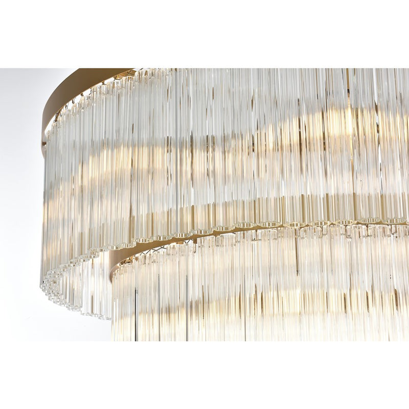 Elegant Lighting Harlow 14 Light 32" Chandelier, Satin Gold/Clear