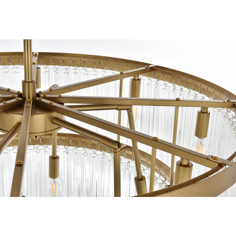 Elegant Lighting Harlow 14 Light 32" Chandelier, Satin Gold/Clear