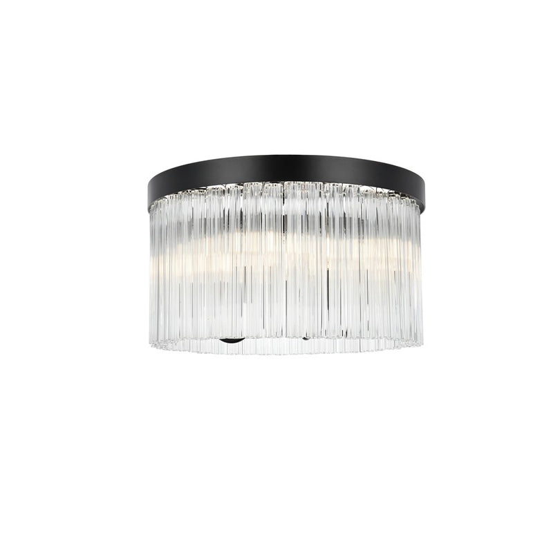 Elegant Lighting Harlow 4 Light 16" Flush Mount, Black/Clear