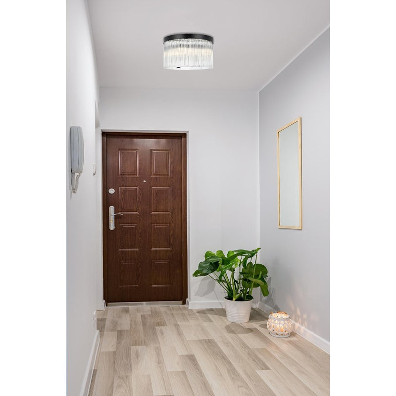 Elegant Lighting Harlow 4 Light 16" Flush Mount, Black/Clear