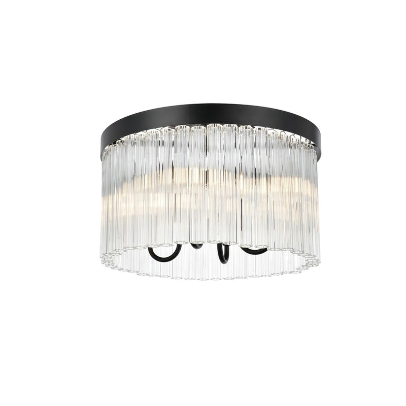 Elegant Lighting Harlow 4 Light 16" Flush Mount, Black/Clear
