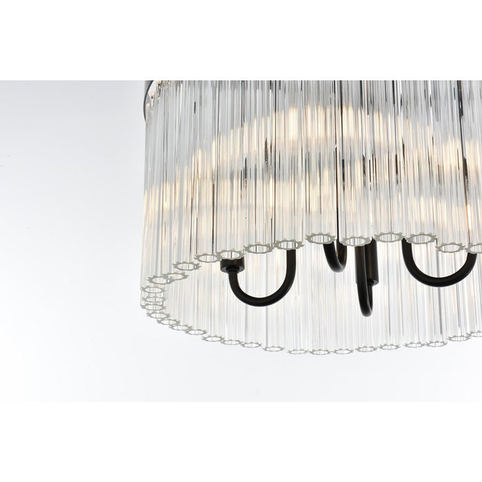 Elegant Lighting Harlow 4 Light 16" Flush Mount, Black/Clear