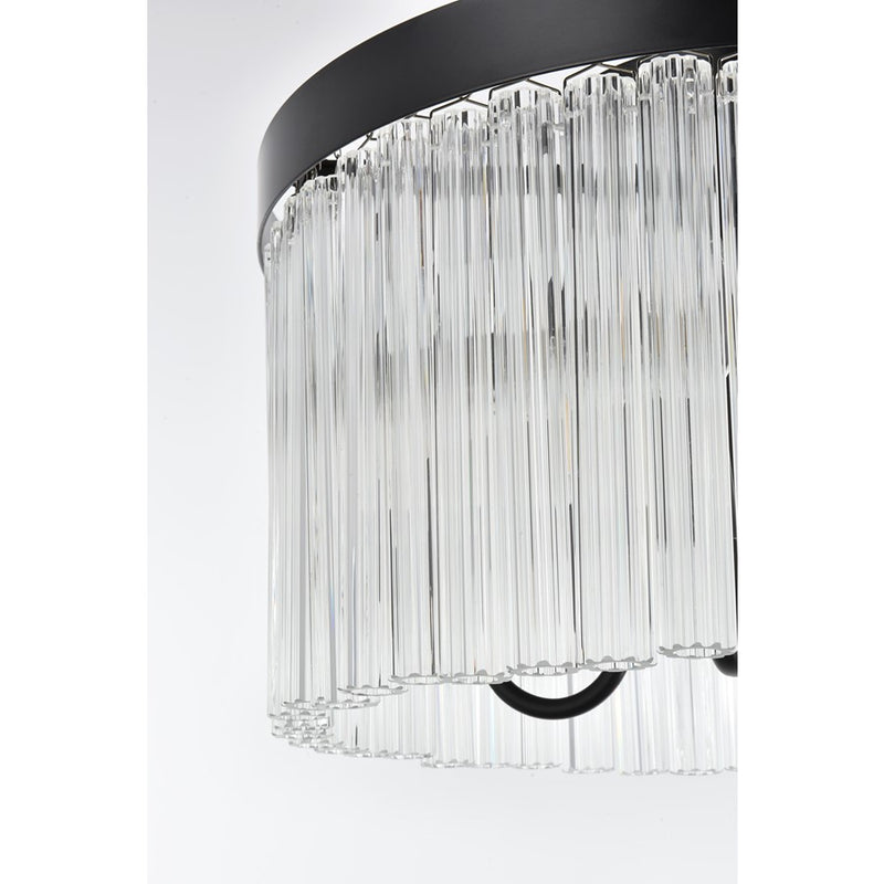 Elegant Lighting Harlow 4 Light 16" Flush Mount, Black/Clear