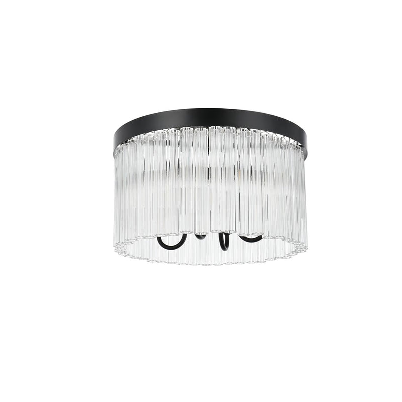 Elegant Lighting Harlow 4 Light 16" Flush Mount, Black/Clear