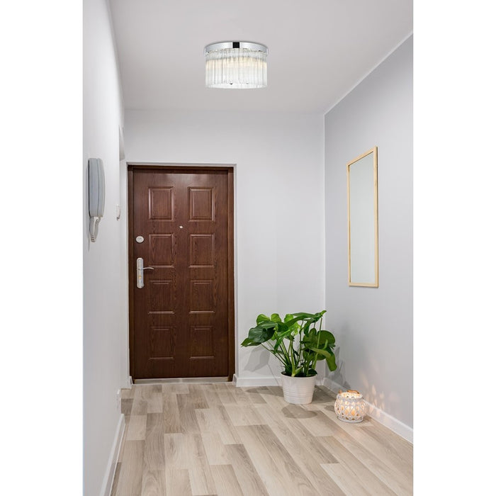 Elegant Lighting Harlow 4 Light 16" Flush Mount, Chrome/Clear