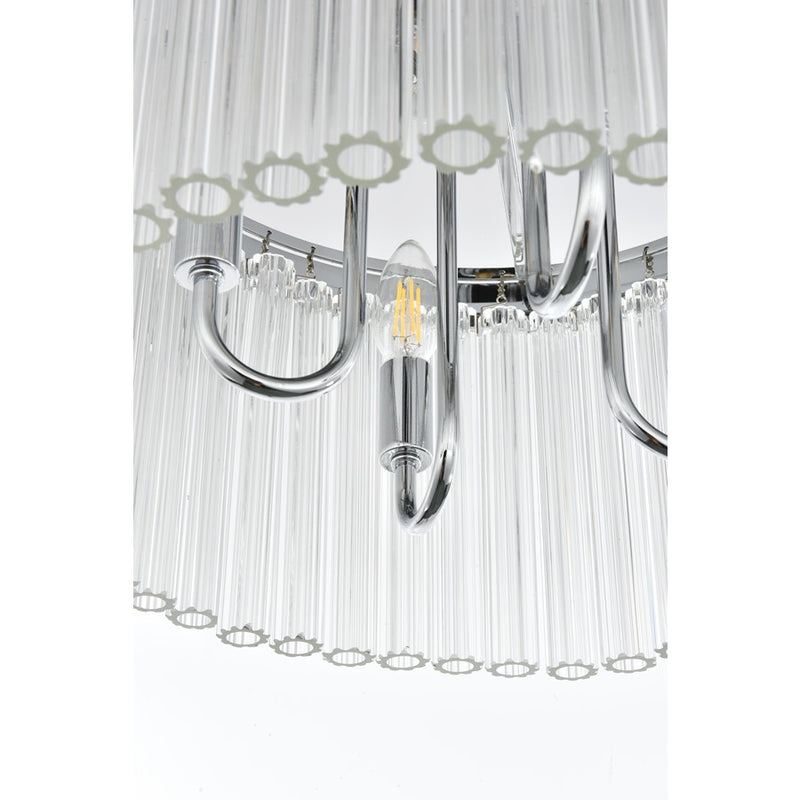 Elegant Lighting Harlow 4 Light 16" Flush Mount, Chrome/Clear