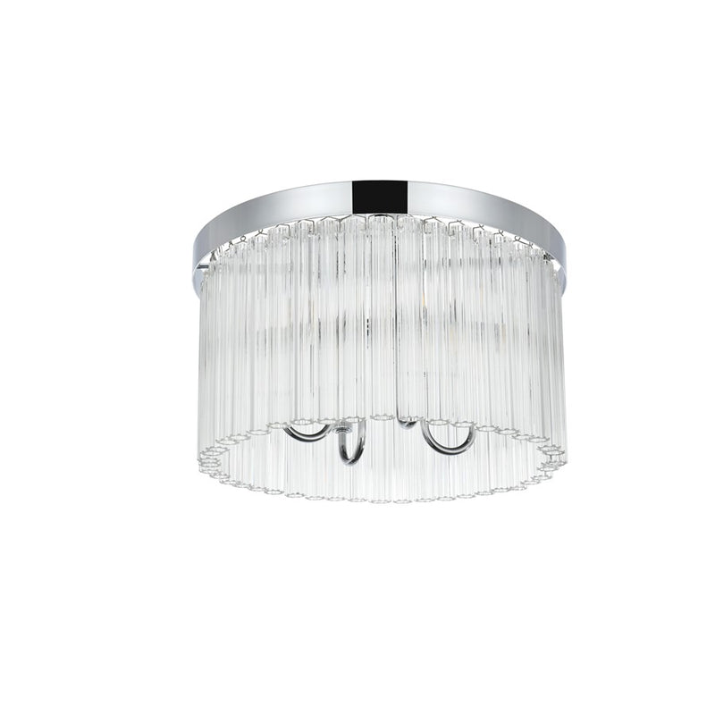 Elegant Lighting Harlow 4 Light 16" Flush Mount, Chrome/Clear