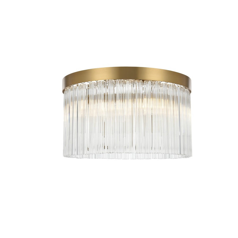 Elegant Lighting Harlow 4 Light 16" Flush Mount, Satin Gold/Clear