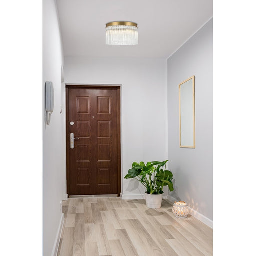 Elegant Lighting Harlow 4 Light 16" Flush Mount, Satin Gold/Clear