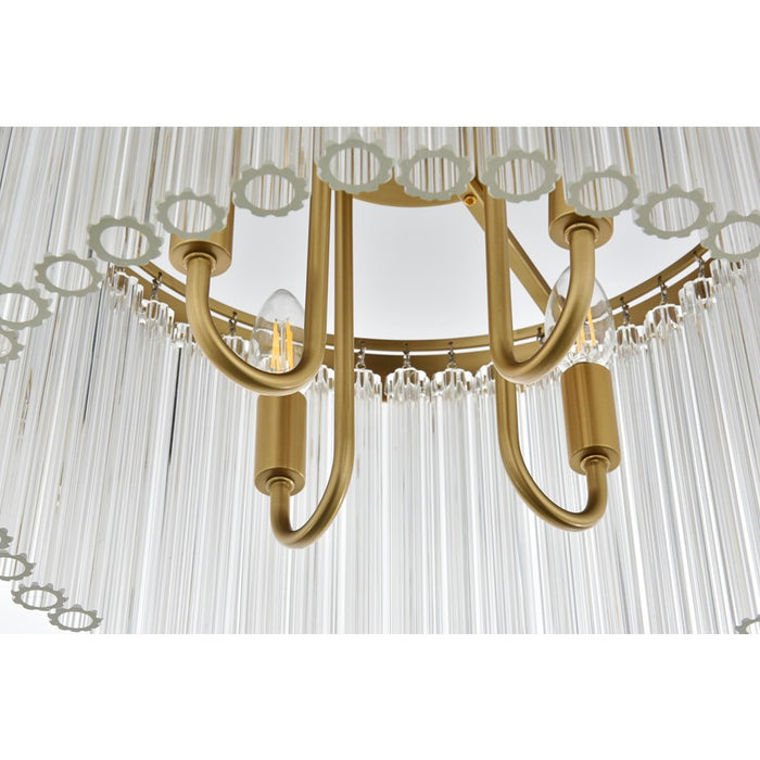 Elegant Lighting Harlow 4 Light 16" Flush Mount, Satin Gold/Clear