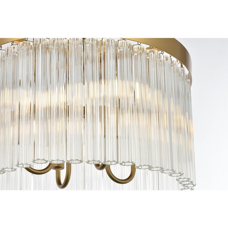 Elegant Lighting Harlow 4 Light 16" Flush Mount, Satin Gold/Clear