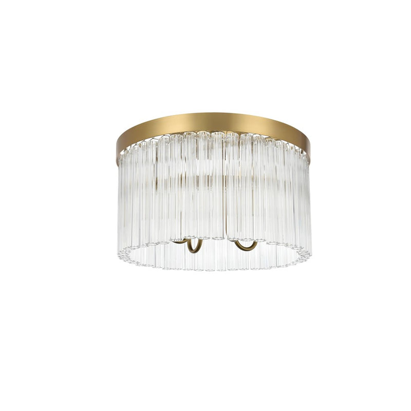 Elegant Lighting Harlow 4 Light 16" Flush Mount, Satin Gold/Clear