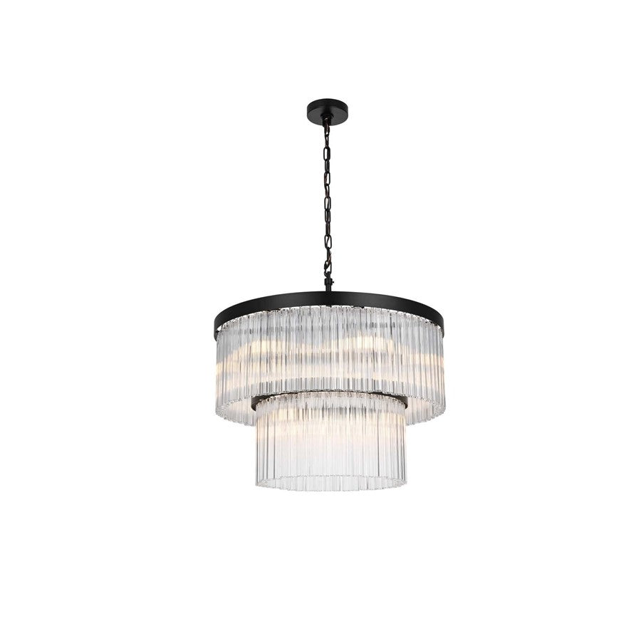Elegant Lighting Harlow 9 Lt 24" Chandelier, Black - 1070G24BK