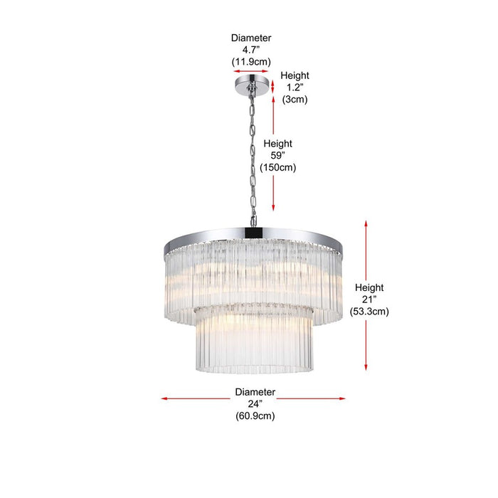 Elegant Lighting Harlow 9 Lt 24" Chandelier, Chrome