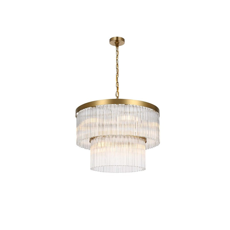 Elegant Lighting Harlow 9 Lt 24" Chandelier, Satin Gold - 1070G24SG
