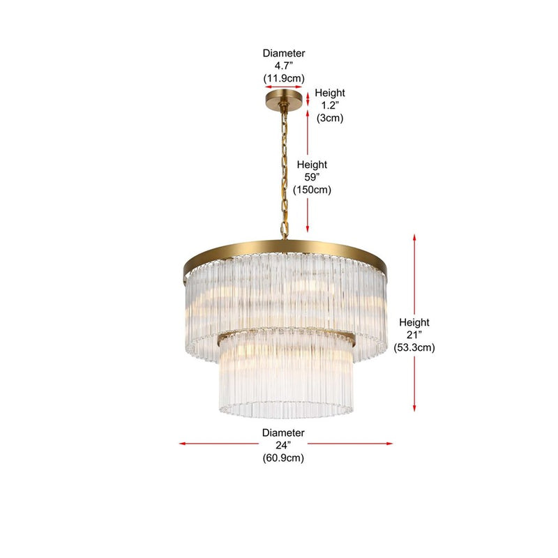 Elegant Lighting Harlow 9 Lt 24" Chandelier, Satin Gold