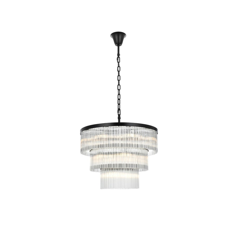 Elegant Lighting Harlow 18 Light 32" Chandelier, Black/Clear