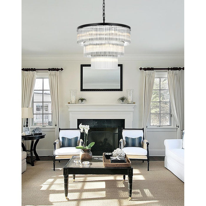 Elegant Lighting Harlow 18 Light 32" Chandelier, Black/Clear