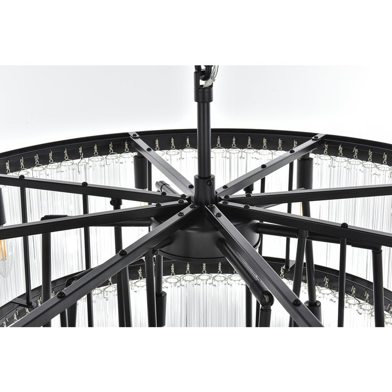 Elegant Lighting Harlow 18 Light 32" Chandelier, Black/Clear